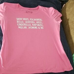 Disney Pink Graphic T-Shirt Disney Princesses Names & Me Pink T-Shirt Women’s